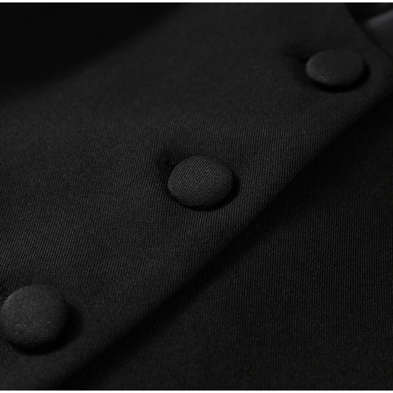 Fashion Women's Stand Collar Blazer Short Sleeve Button Puff Sleeves Solid Lady Top 2025 Summer Autumn Elegant Female Coat