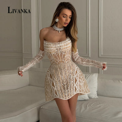 LIVANKA Elegant A-line Bodycon Homecoming Dresses for Teen Scoop Neck Corset Lace Appliques Cocktail Party Gown Customized
