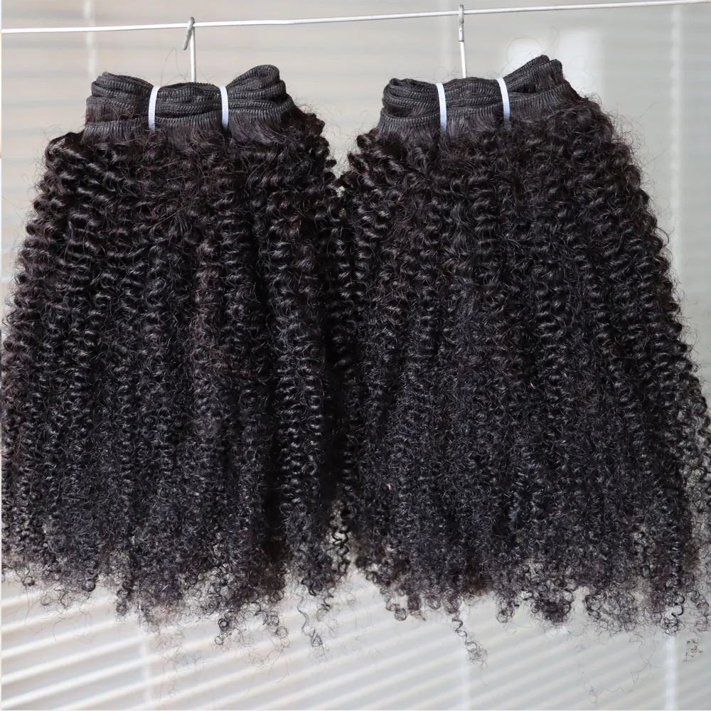 4C Weft Virgin Remy Human Hair Bundles 4C Smallest Tight Curly Weave Weft Mongolian Curly Hair Weaving for Black Women
