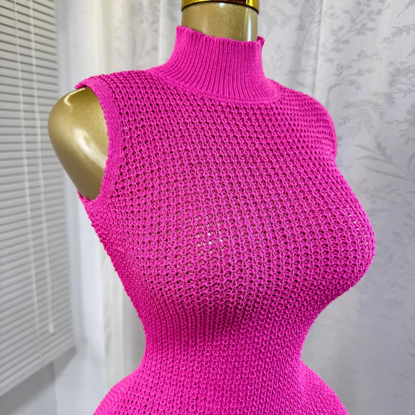 Joskaa 2025 Summer Women Elegant Round Neck Sleeveless Tassels Hem Bodycon Mini Knitted Dress Holiday Beach Party Clubwear