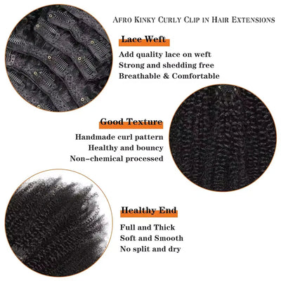 10-24 Inch Afro Curly Clip In Human Hair Extensions Afro Kinky Curly Clips Human Hair Extensions 100% Human Hair For Women