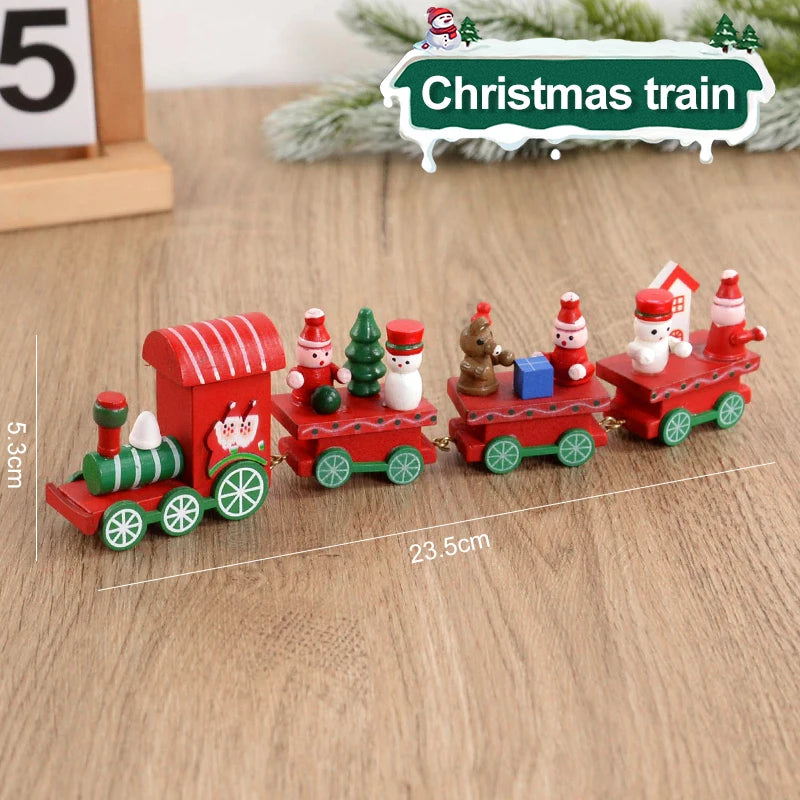 Weihnachten Holzeisenbahn Frohe Weihnachten Dekorationen für Zuhause 2024 Weihnachtsbaumschmuck Navidad Noel Kindergeschenk Frohes Neues Jahr 2025
