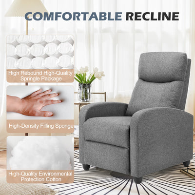 JHK Relaxsessel Massagesofa Stoff Theatersessel Lendenwirbelstütze Verstellbar Modern Gepolsterter Sitz Rückenlehne Wohnzimmer Zuhause Grau