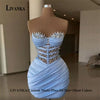 LIVANKA  Fashionable Sheath Homecoming Dresses For Women Pearls Pleat Ruched Satin Vestidos De Festa Customized Plus Size