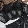 French Ladies Transparent Mesh Corset Sexy Shaper Thin Bra Set Night Club Sweet Cropped Top Girls Hot Bra and Panties Bralette