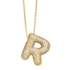FLOLA Chunky Clear Crystal Initial Necklaces For Women Bubble Letter Necklace Custom Name Jewelry Birthday Gifts nkeb798