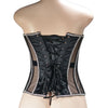 Women Abdomen Corset Crops with Bra Shiny Rhinestone Transparent Breathable Mesh Hand Made Bodices Push Up Bustiers Custom Made