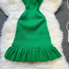 YuooMuoo Chic Fashion Sexy Package Hips Ruffled Mini Dress Women Summer Slim Elastic Knitted Party Dress Streetwear Lady Outfits