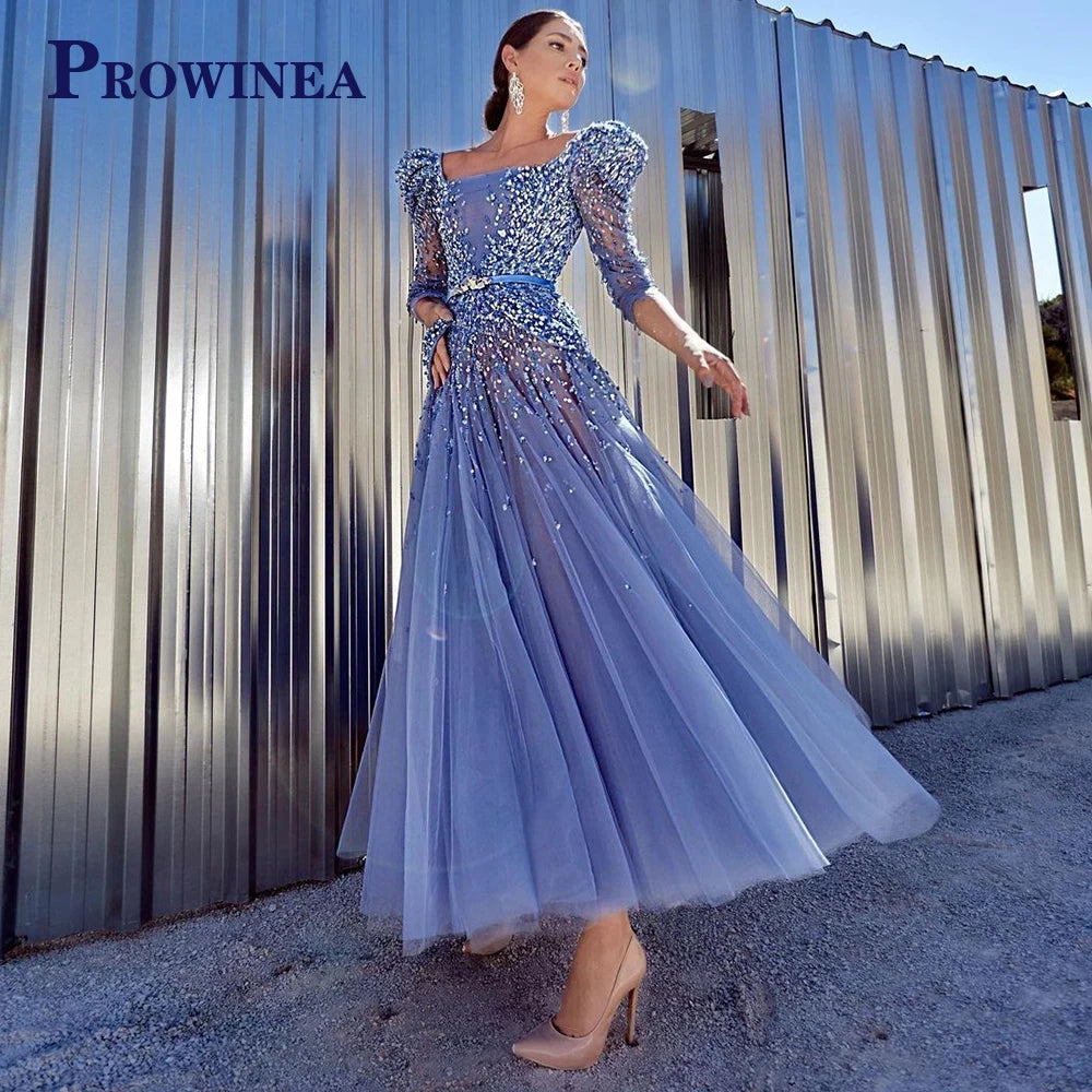 Prowinea Classic Mermaid Prom Dress Crystals Pleat Sweep Train Gala Formal Party Gown Vestidos De Fiesta Customized Plus Size