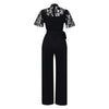 Elegante Jumpsuits & Rompers für Damen Rundhals Spitze Patchwork Kurzarm Gürtel Hohe Taille Luxus Geburtstagsparty Abend Outfit