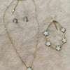 Stainless Steel Non Fading Minimalist Creative Plant Live Leaf Petal Flower Pendant Necklace Earrings Bracelet Jewelry Set