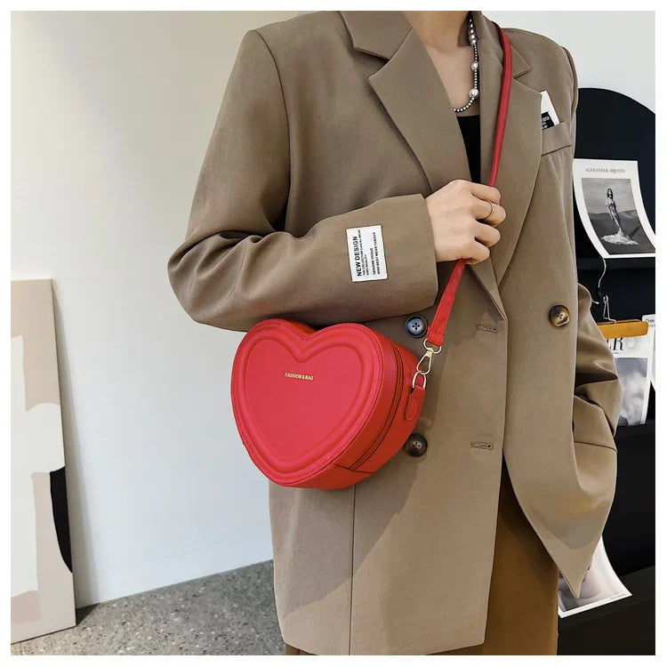 Fashion Heart Shape Crossbody Bags For Women New Solid Pu Leather Shoulder Bag Casual Ladies Handbags Designer Women Bags сумка
