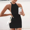 Women Sleeveless Backless Mini Skirt Dress 2023 Y2K Summer Bodycon Hang Neck Elegant Sexy Outfits Ladies Party Club Sundress