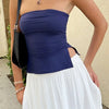 Women Tube Tops Solid Color Strapless Slit Tank Tops Summer  Bandeau Cropped Tops Streetwear 2024 New