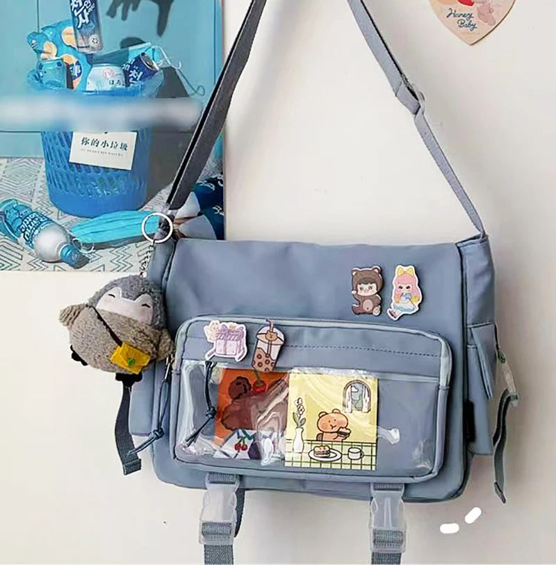 Y2K Waterproof Canvas School Bags Messenger Bag Women Handbags Student Shoulder Bag Fashion Large Capacity Crossbody Bag Itabag