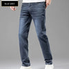 Sommer elastische Herrenjeans Mode Grau Bequeme Business Straight Stretch Baumwolle Casual Denim Hose Marke Männliche Dünne Hosen