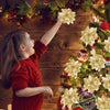 3/10Stück 14cm Weihnachtsblumen Glitzer Rot Gold Blütenkopf Weihnachtsbaumschmuck Neujahrsdekorationen für Zuhause Navidad Noel Geschenke
