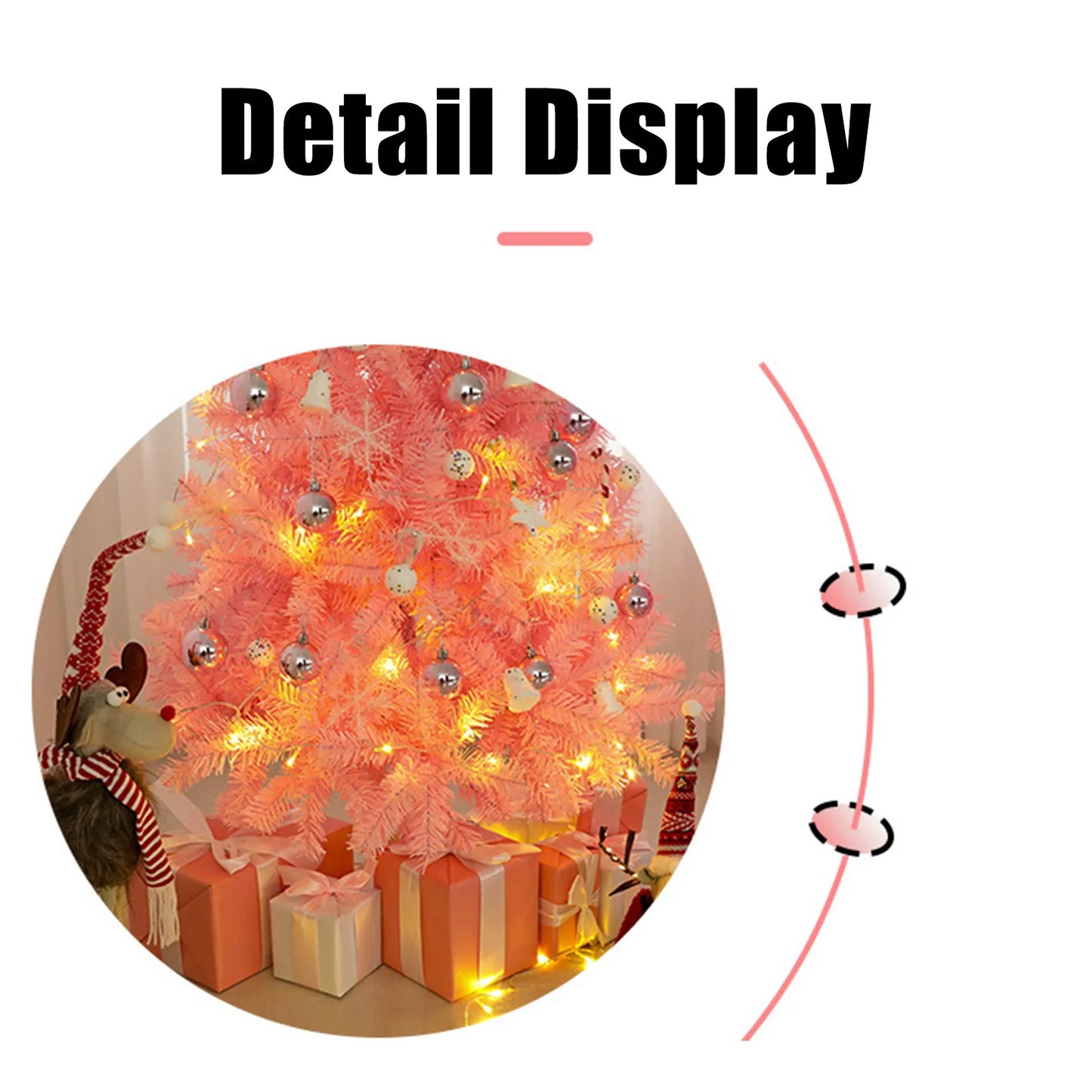 Hot Sale 45/60cm Christmas Tree With lights White/Pink Christmas Tree With Star Christmas Miniature Pine With Ornaments