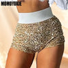 2023 Sommer Damen Mini Shorts Modetrend Pailletten Hohe Taille Glitzer Kleidung Sexy Skinny Party Nachtclub Shorts Streetwear