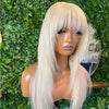 Soft 26Inch Blonde 613 Straight With Bangs 180%Density Preplucked Natural Hairline Glueless Lace Front Wig For Women Babyhair