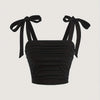 Solid Tie Shoulder Ruched Wide Strap Slim Fit Crop Top for Women Summer 2025 Y2K Clothes Pink Backless Cami Top Streetwear
