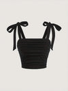 Solid Tie Shoulder Ruched Wide Strap Slim Fit Crop Top for Women Summer 2025 Y2K Clothes Pink Backless Cami Top Streetwear