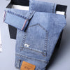 Frühlings Herren Hellblaue Slim Jeans Stylische Lässige Stretch Denim Hose Klassische Chinohose Rauchgrau