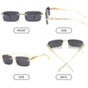 Square Rimless Sunglasses Women Men Cut Edge Golden Leopard Small Frame Sun Glasses Designer Retro Shade Eyewear UV400 oculos