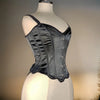 Women Tight Corset Vest Bustier Overbust Petal Bodice Lace Up Boned Shaping Tops Pink Costume Crops With 5 Buckles Party Wedding