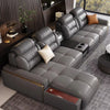 Premium italienische Echtleder-Ecksofas Sofagarnituren mit USB und Bluetooth Lautsprecher – MANBAS Wohnzimmermöbel