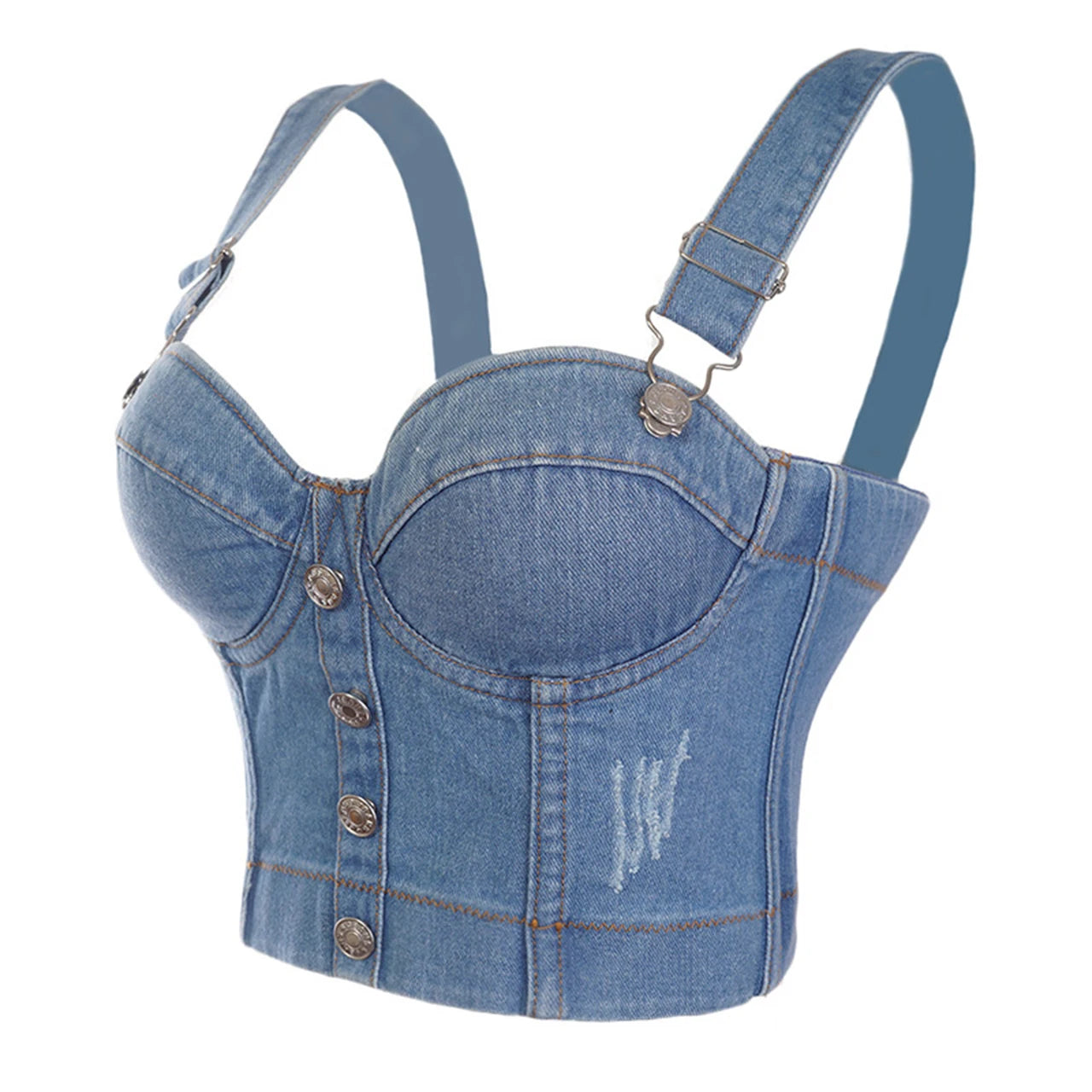 Irene Tinnie Sexy Cute Loch Cartoon Dekoration Push Up Bustier Damen Jeans Bralette Cropped Top Weste Große Größe