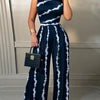 Elegant Women Wide Leg Long Juumpsuit 2024 Spring Summer Fashion Printed Sleeveless Casual Holiday Bodysuits Jumpsuits Trousers