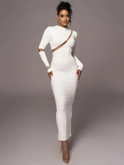 Articat-Women's Split Long Sleeve Midi Dress, Sexy Hollow Out, Split, Irregular, Irregular, Party, Club, Evening
