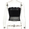 Mesh Corset Black Crop Top Women Patchwork Tube Top Sexy Sleeveless Off Shoulder Cami Summer Streetwear Slim Strapless Tank Tops