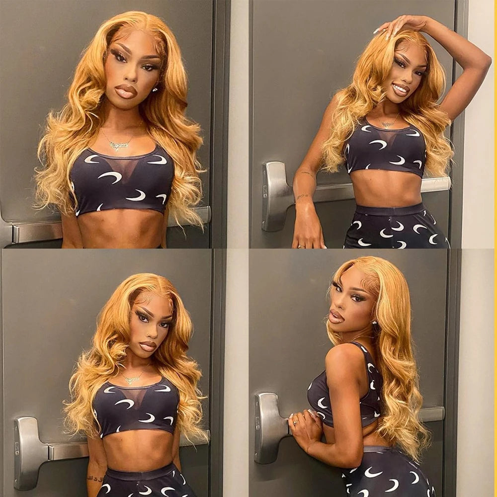 Body Wave 13x6 HD Lace Frontal Wig Honey Blonde Lace Front Wigs Synthetic Light Blonde Lace Front Wigs Glueless For Women