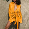 2023 Elastic Elegant Single Breasted Dress Retro Lapel Satin Tight-fitting High Waist Wrap Hips Ruched Short Dress Sexy Clubwear