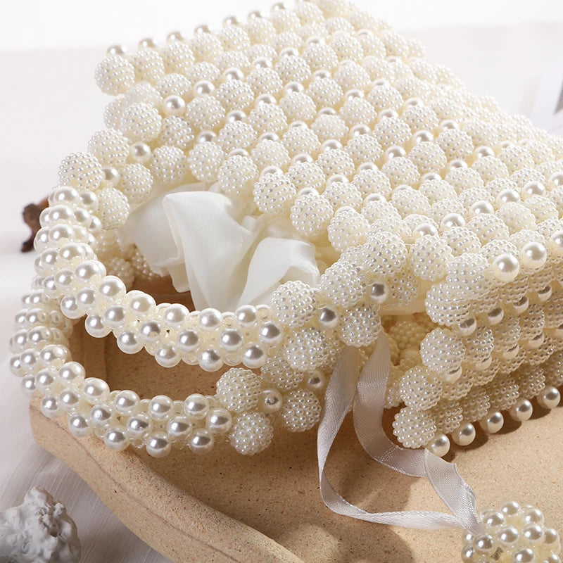 Edle Kristallperlen-Abendtasche Hochzeit Clutch mit Perlenkette Neue handgefertigte Perlenketten-Umhängetasche Handtasche Abendkleidtasche