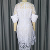 White Lace Dresses for Women Vintage Crew Neck Embroidery Tunic Package Hip Retro Elegant Midi Dress Holiday Party Wedding Gowns