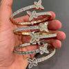 New Iced Out Bling Butterfly Heart Bracelet Silver Color CZ  Zircon Oval Charm Opened Bangle For Men Women Hiphop Luxury Jewelry