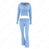 TARUXY Women Spring Outfits Casual Zipper Sweater Hoodie Set High Waist Flare Pants Suits Pink Knitted Womens Y2k Two Piece Set