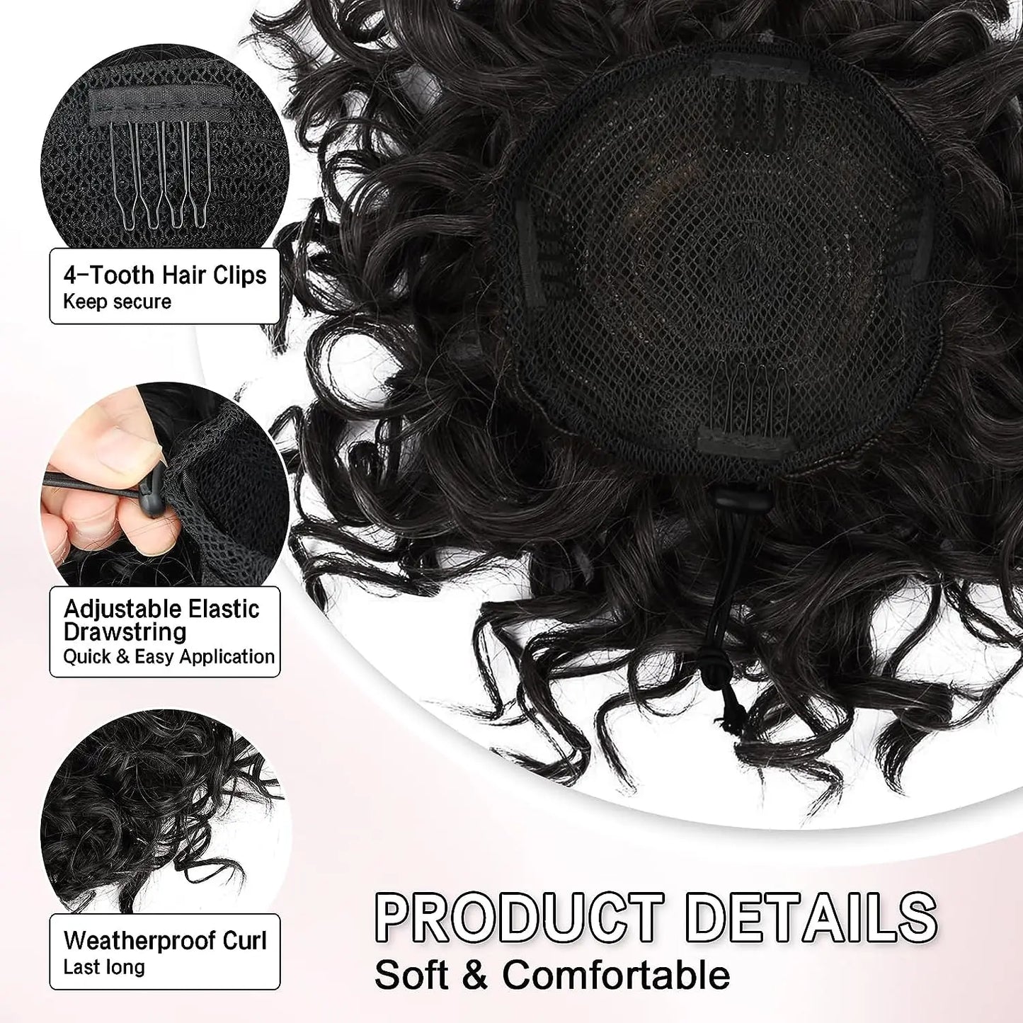 Synthetic Afro Puff Drawstring Ponytail Hair Bun 10 Inch Short Afro Kinkys Curly Afro Bun Extension Hairpieces Large Size