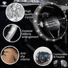 27PCS/Set Women Bling Universal Fit Polyester Steering Cover Shiny License Frame Phone Holder Coasters Tools Car Accessorie