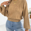Women's Solid Color Round Neck Lantern Long Sleeve Knitted Sweaters for 2026 Autumn Winter Woman Clothes Yellow Red Khaki Tops