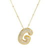 Cubic Zirconia Gold Plated  Bubble Alphabet Letter Necklace Monogram Necklace Balloon Initial Necklace Gifts for Women Girls