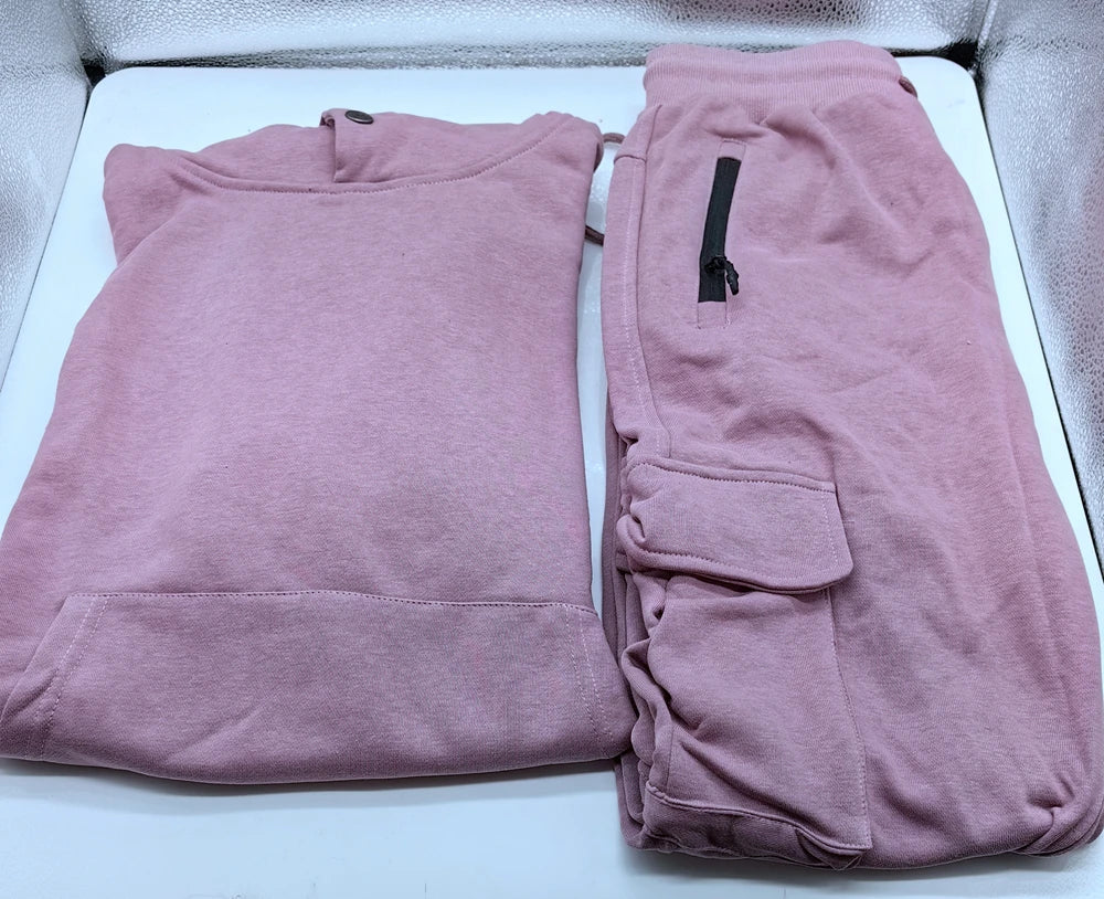 Men's Thick Cotton Training Sets Hoodie Casual Sports Pullover Hooded 2-piece Top with Pants Sweatshirts Gym Running Tracksuits