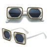 Quadratische Luxus Diamanten Sonnenbrille Damen Punk Mode Strass Sonnenbrille Weiblich Glänzend Sexy Gelbe Linse Brille Schatten Handgemacht