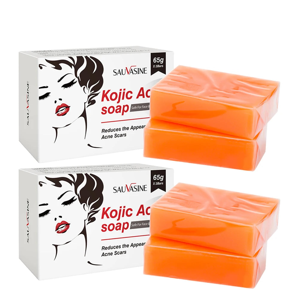 2/4PCS Kojisäureseife Gesichts- und Körperpflege Handgemachte Seife für Frauen Männer Gesichtschaum Reinigend Feuchtigkeitsspendend Aufhellende Seife Beauty-Tools