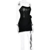 Articat Sexy Trägerloses Bandagenkleid, Zweilagiges Mesh-Patchwork, Damen, Transparent, Blumen-Bänder, Vestidos, Party, Clubwear
