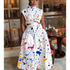 Summer Dresses 2024 Mock Neck Sleeveless Cutout White Maxi Dresses A-Line Elegant Pockets Casual Party Hollow Out Long Dress