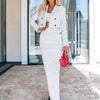 Clacive Fashion Long Sleeve Crop Top 2 Piece Sets Women Elegant Slim Stripe Print Skirts Set Casual High Waist Long Skirt Suits